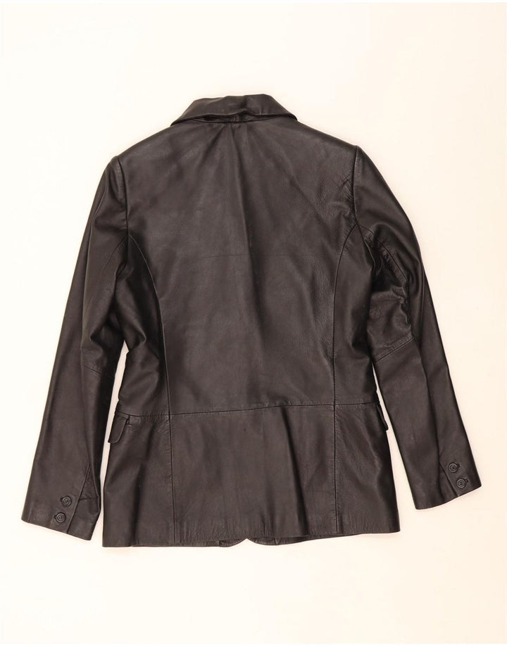 VINTAGE Womens Leather Jacket UK 12 Medium  Black Leather Vintage Vintage and Second-Hand Vintage from Messina Hembry 