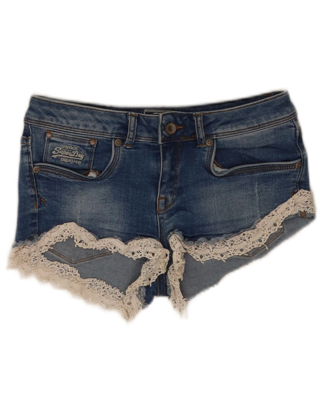 Superdry ženske traper vruće hlačice W26 male plave pamučne