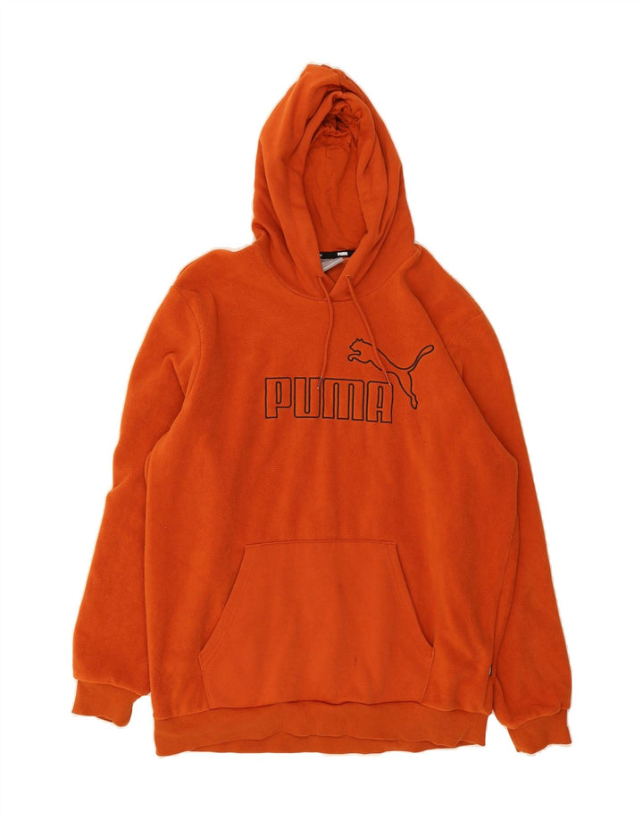 PUMA Mens Graphic Hooded Fleece Jumper Large Orange Polyester Vintage Puma and Second-Hand Puma from Messina Hembry 