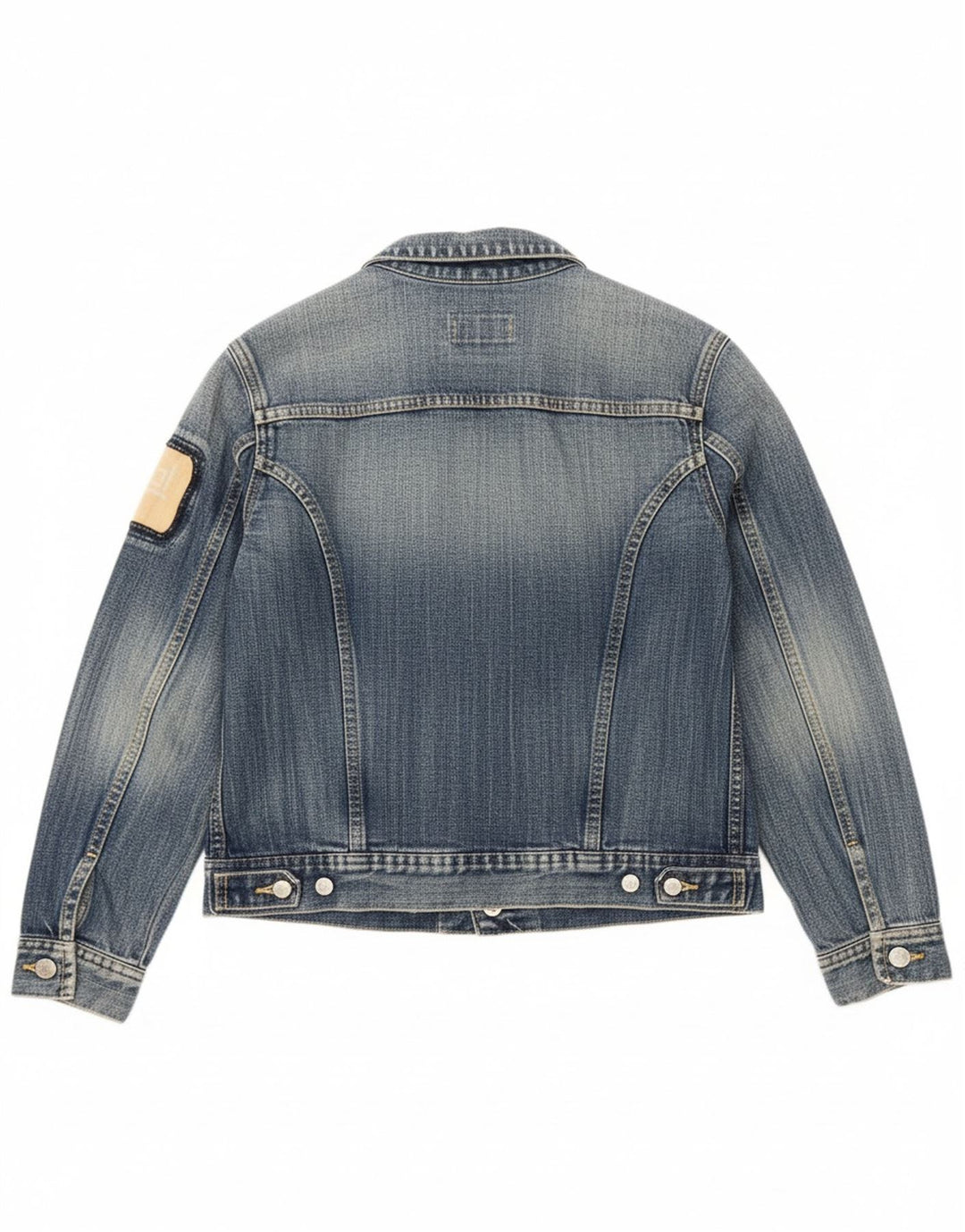 DIESEL Boys Graphic Denim Jacket 10-11 Years Medium Blue Colourblock