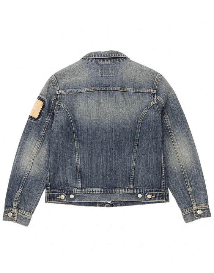 DIESEL Boys Graphic Denim Jacket 10-11 Years Medium Blue Colourblock