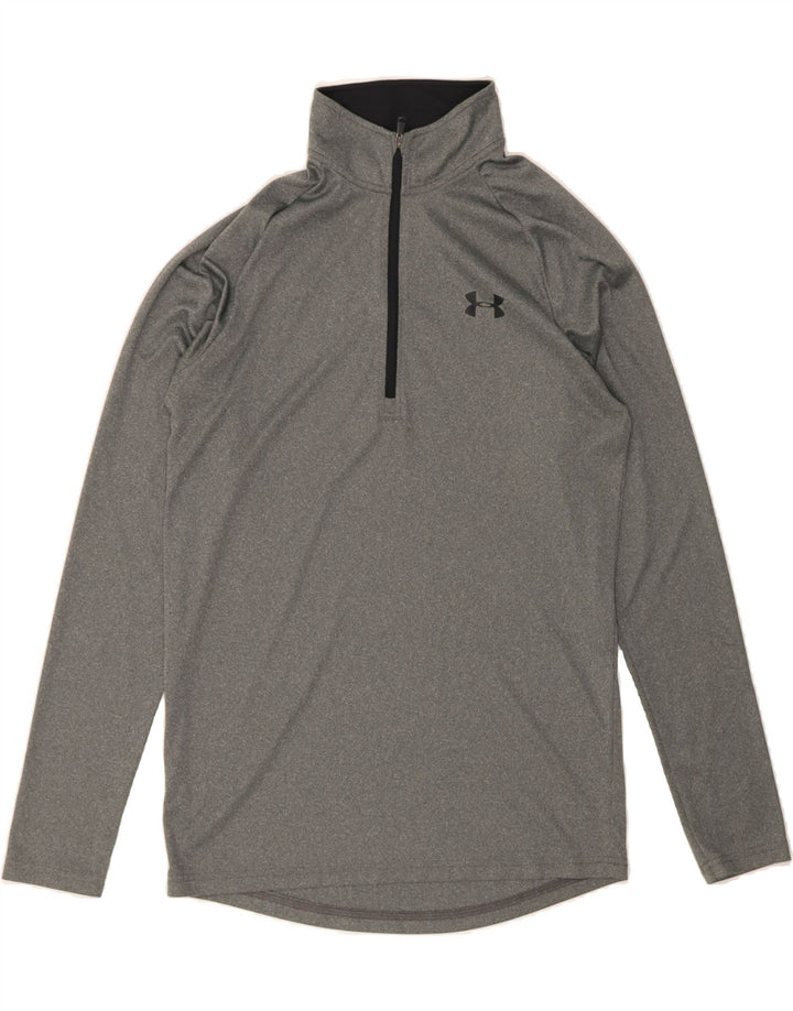 UNDER ARMOUR Womens Heat Gear Zip Neck Pullover Tracksuit Top Small Grey Vintage Under Armour and Second-Hand Under Armour from Messina Hembry 