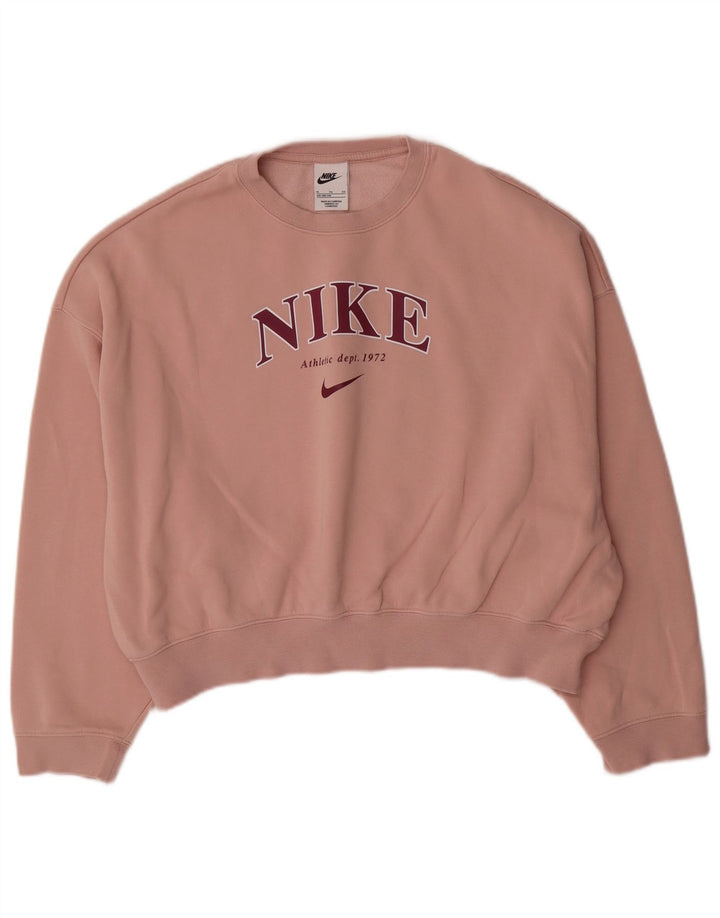 NIKE Girls Oversized Graphic Sweatshirt Džemper 13-14 Years XL Pink Pamuk