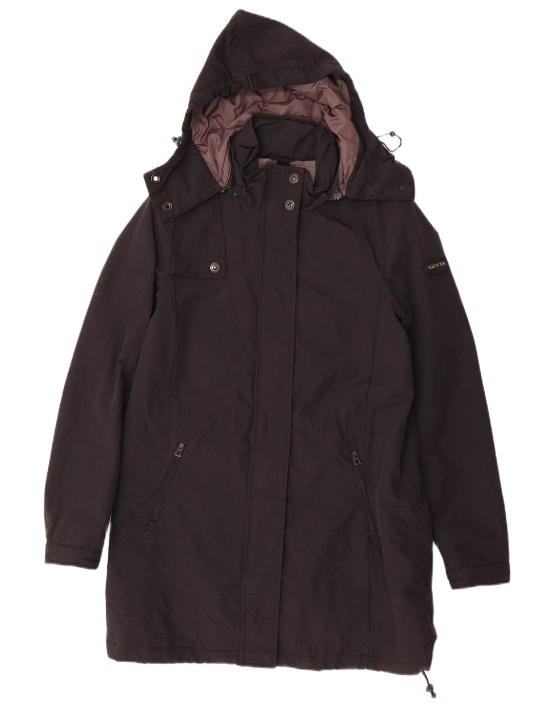 Ženska vjetrovka s kapuljačom GEOX RESPIRA UK 6 XS crni poliamid