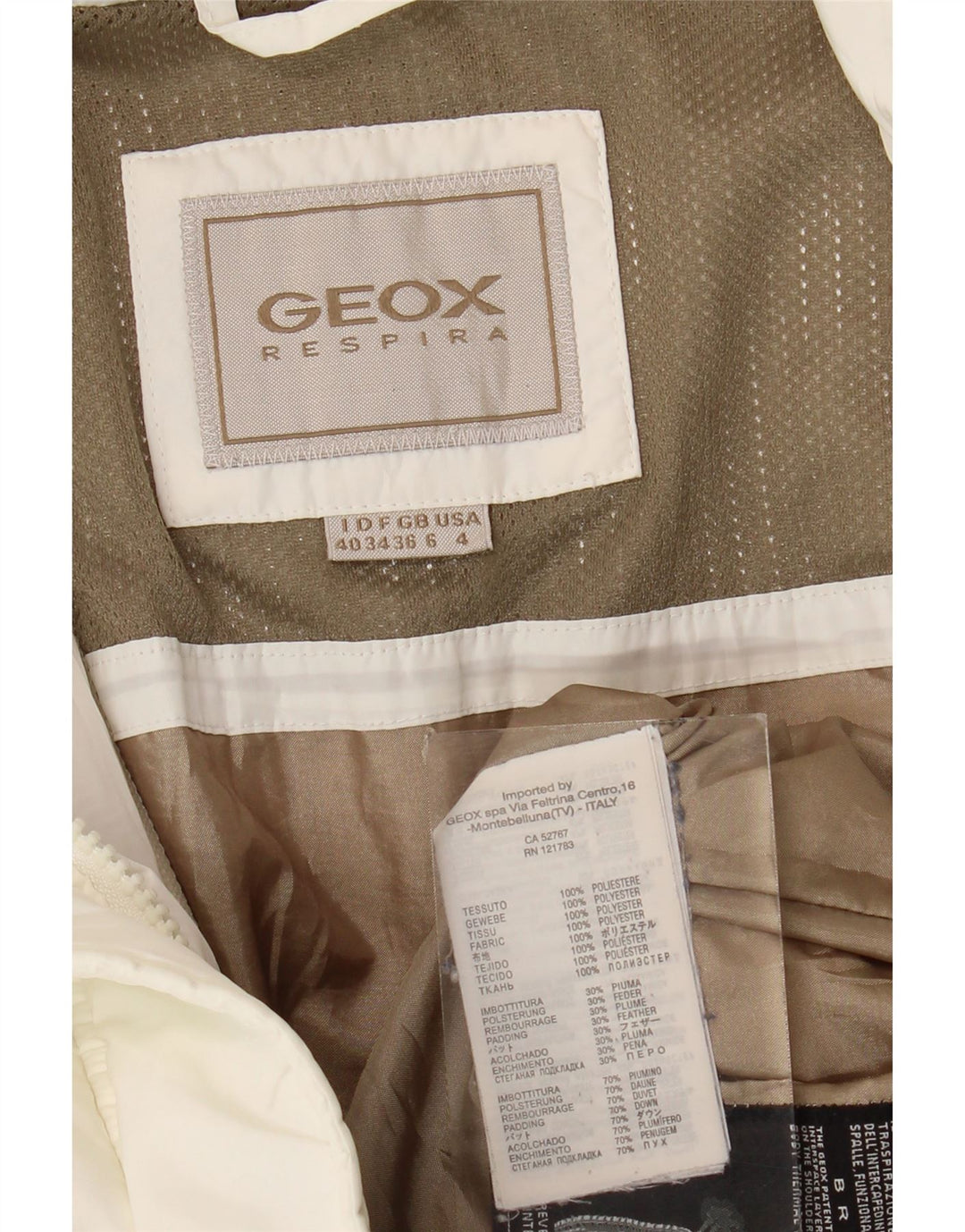 Geox ženska Respira velika podstavljena jakna UK 6 XS bijeli poliester