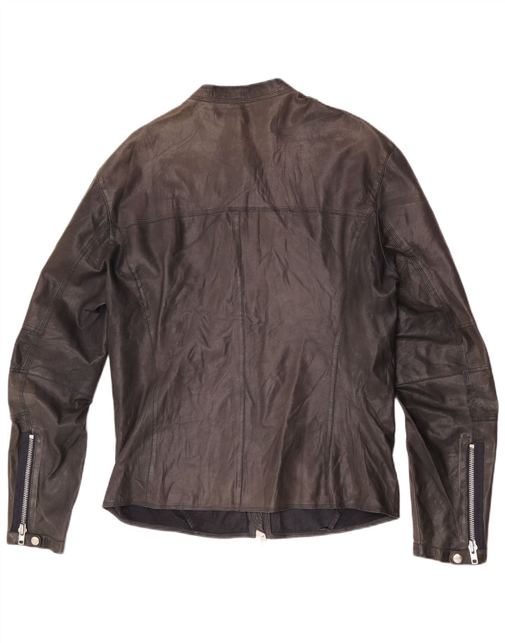 Vintage muška kožna trkačka jakna UK 38 srednje crna koža