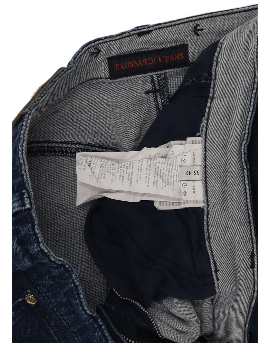 TRUSSARDI ženske uske traperice IT 49 XL W35 L32 tamnoplavi poliester