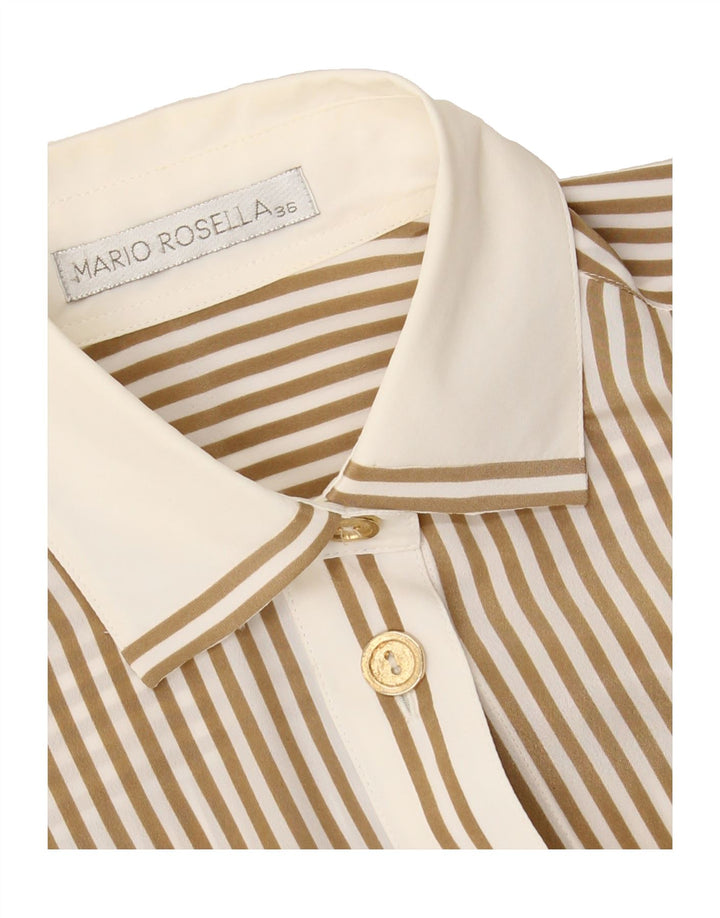 MARIO ROSELLA Womens Oversized Shirt Blouse EU 36 Small Brown Pinstripe Vintage Mario Rosella and Second-Hand Mario Rosella from Messina Hembry 