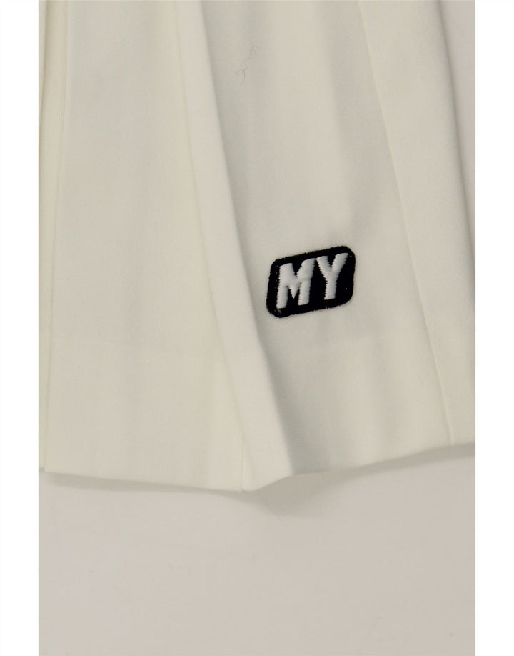 VINTAGE Womens A-Line Skirt W24 XS White Polyester Vintage Vintage and Second-Hand Vintage from Messina Hembry 