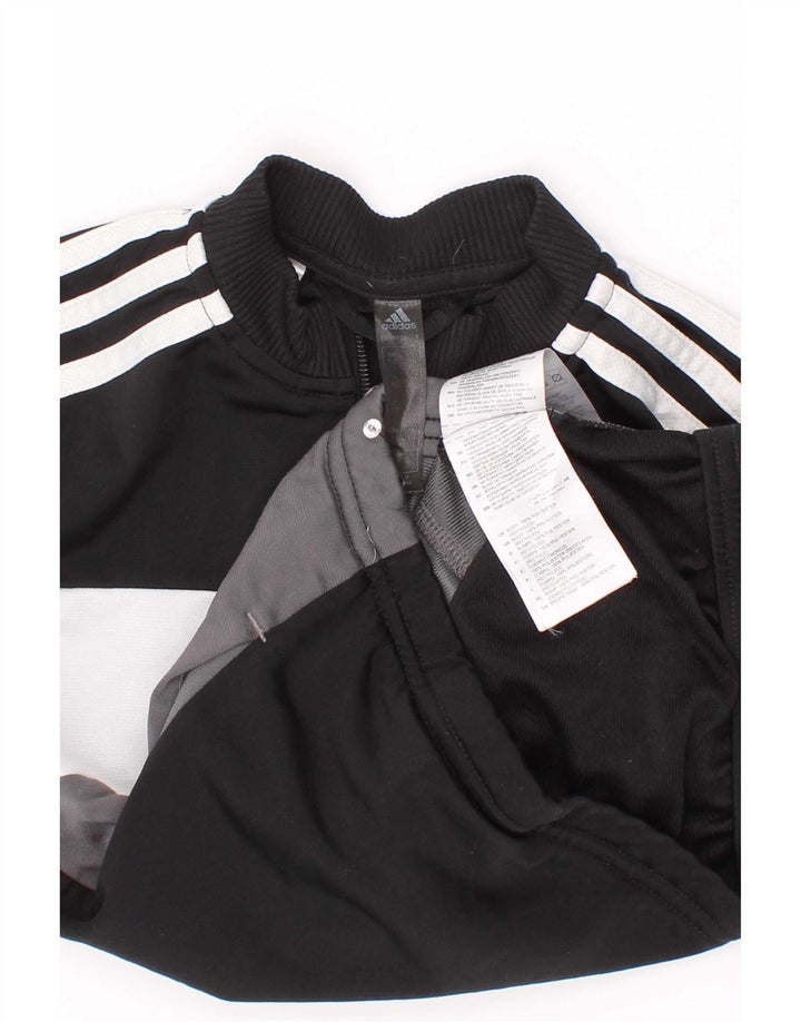 Gornja jakna od trenirke Adidas za dječake 5-6 godina, crni poliester u boji