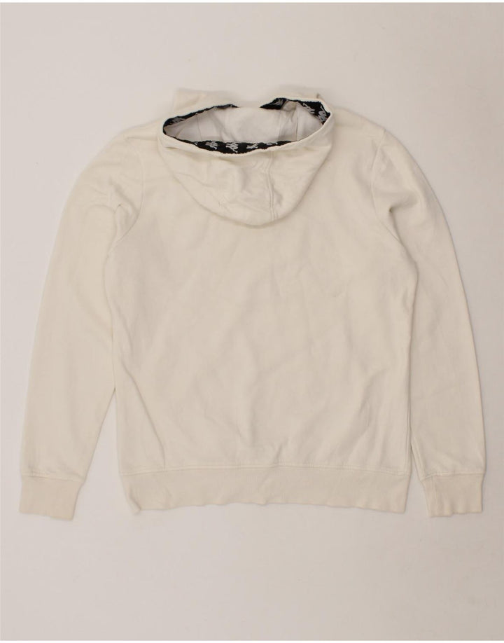 KAPPA Womens Graphic Hoodie Jumper UK 14 Medium White Vintage Kappa and Second-Hand Kappa from Messina Hembry 