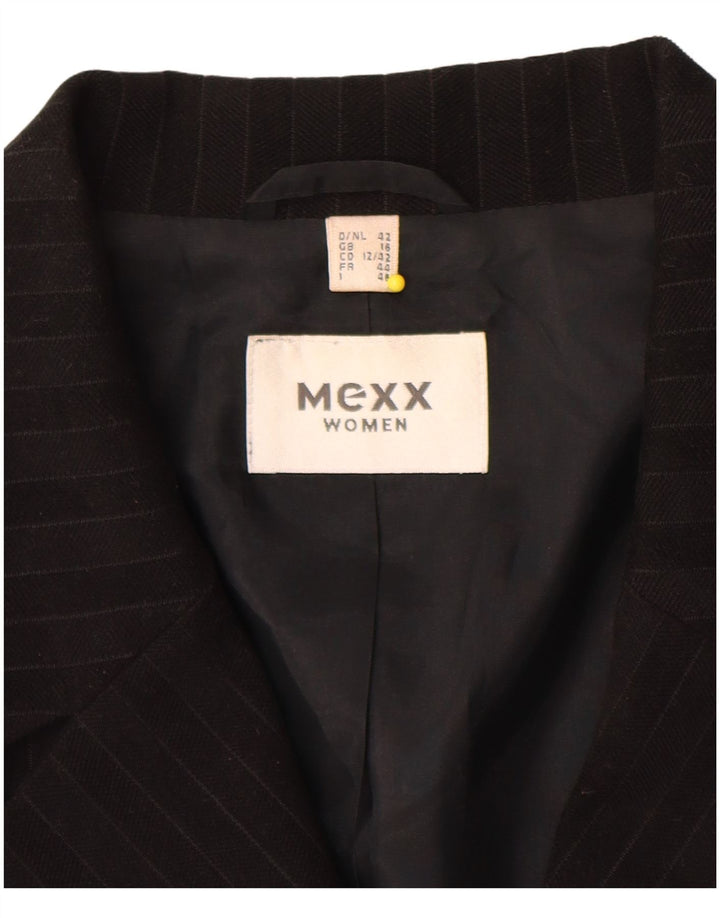 Mexx ženski kaput UK 16, veliki crni prugasti poliester