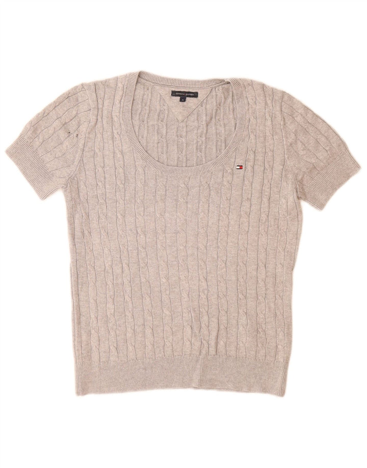 Tommy Hilfiger ženski džemper s veznim izrezom UK 12 srednje sivi