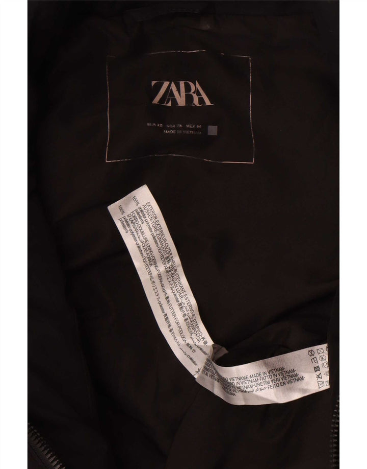 Zara ženska prekomjerna podstavljena jakna UK 6 XS crni poliester