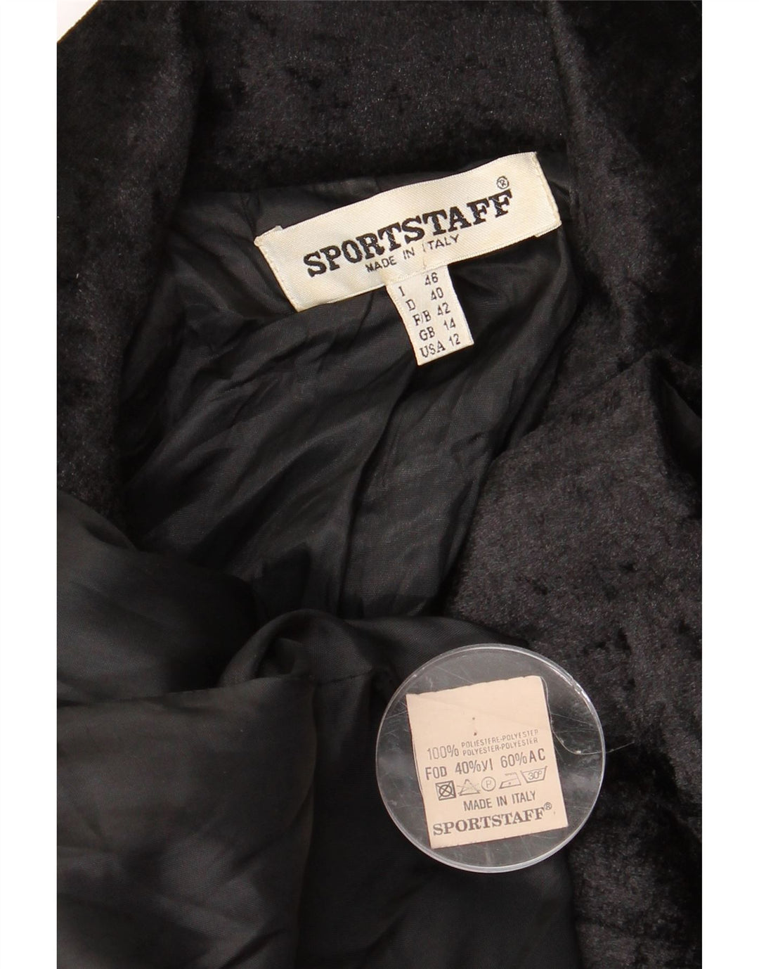 Sportstaff ženski sako s dvostrukim kopčanjem UK 14 veliki crni poliester
