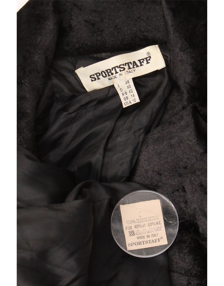 Sportstaff ženski sako s dvostrukim kopčanjem UK 14 veliki crni poliester