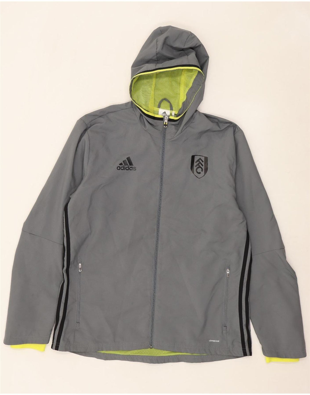 Adidas muška kišna jakna Climacool Graphic s kapuljačom UK 40 velika siva poliester