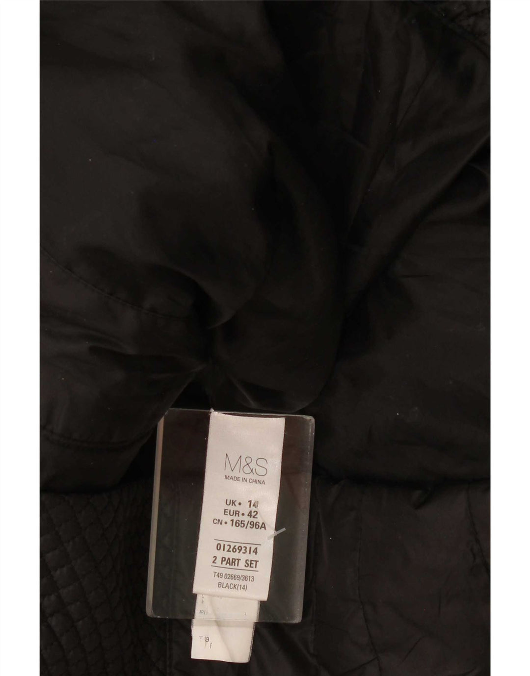 Marks & Spencer ženska prošivena jakna s kapuljačom UK 14 veliki crni poliester