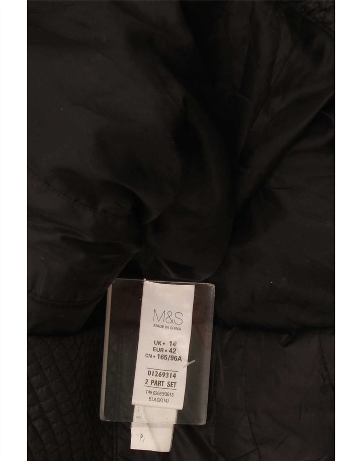 Marks & Spencer ženska prošivena jakna s kapuljačom UK 14 veliki crni poliester