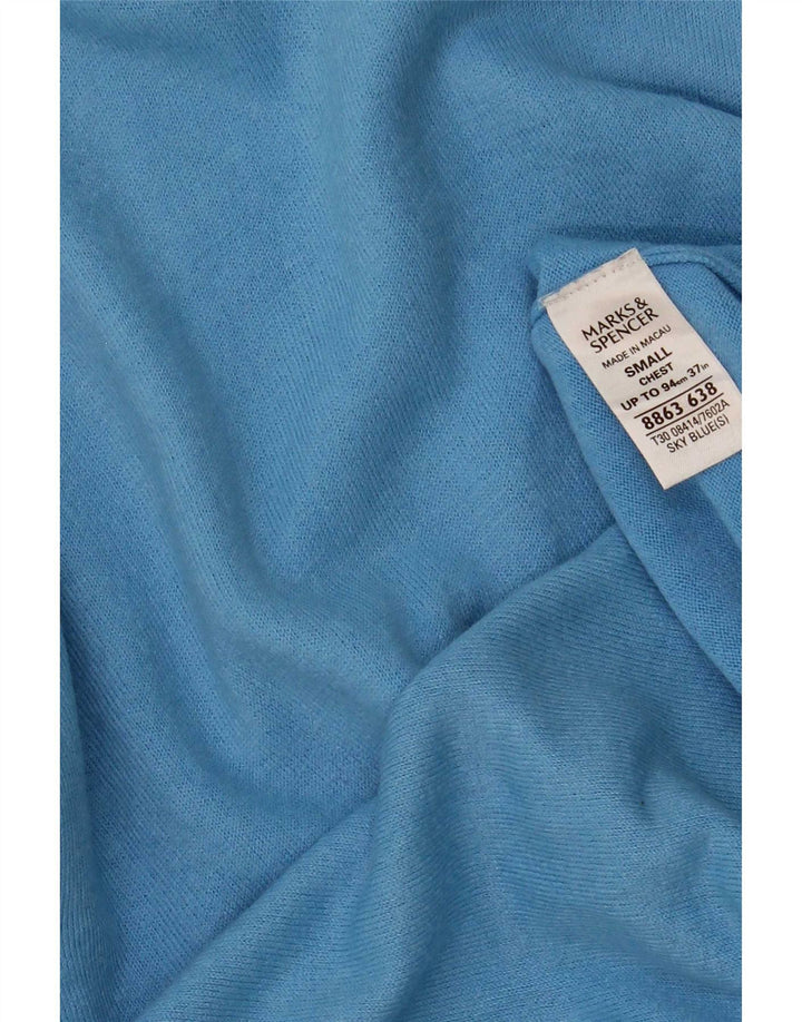 Marks & Spencer muški pulover s autogramom V-izreza mali plavi akril