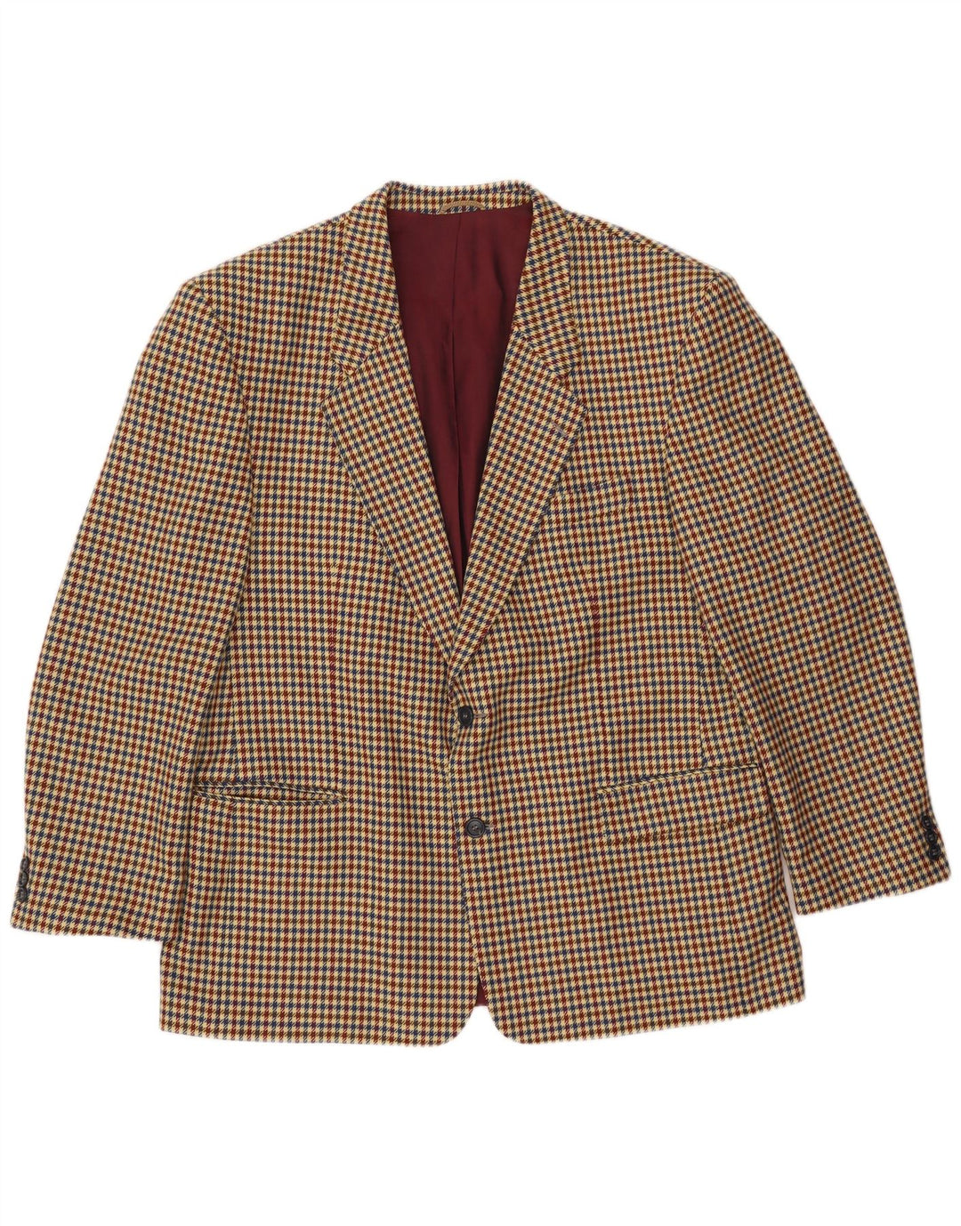 Luigi Botto Muška jakna sa 2 gumba UK 40 Large Beige Houndstooth Wool