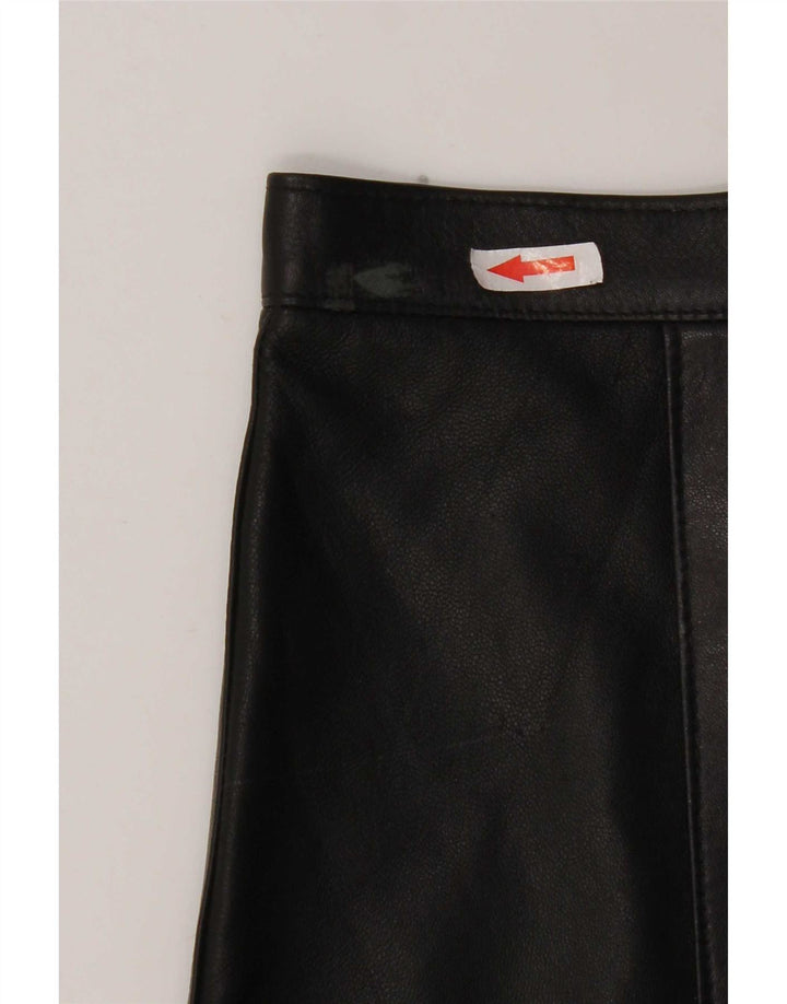 Vintage ženska mini kožna suknja W28 srednje crna