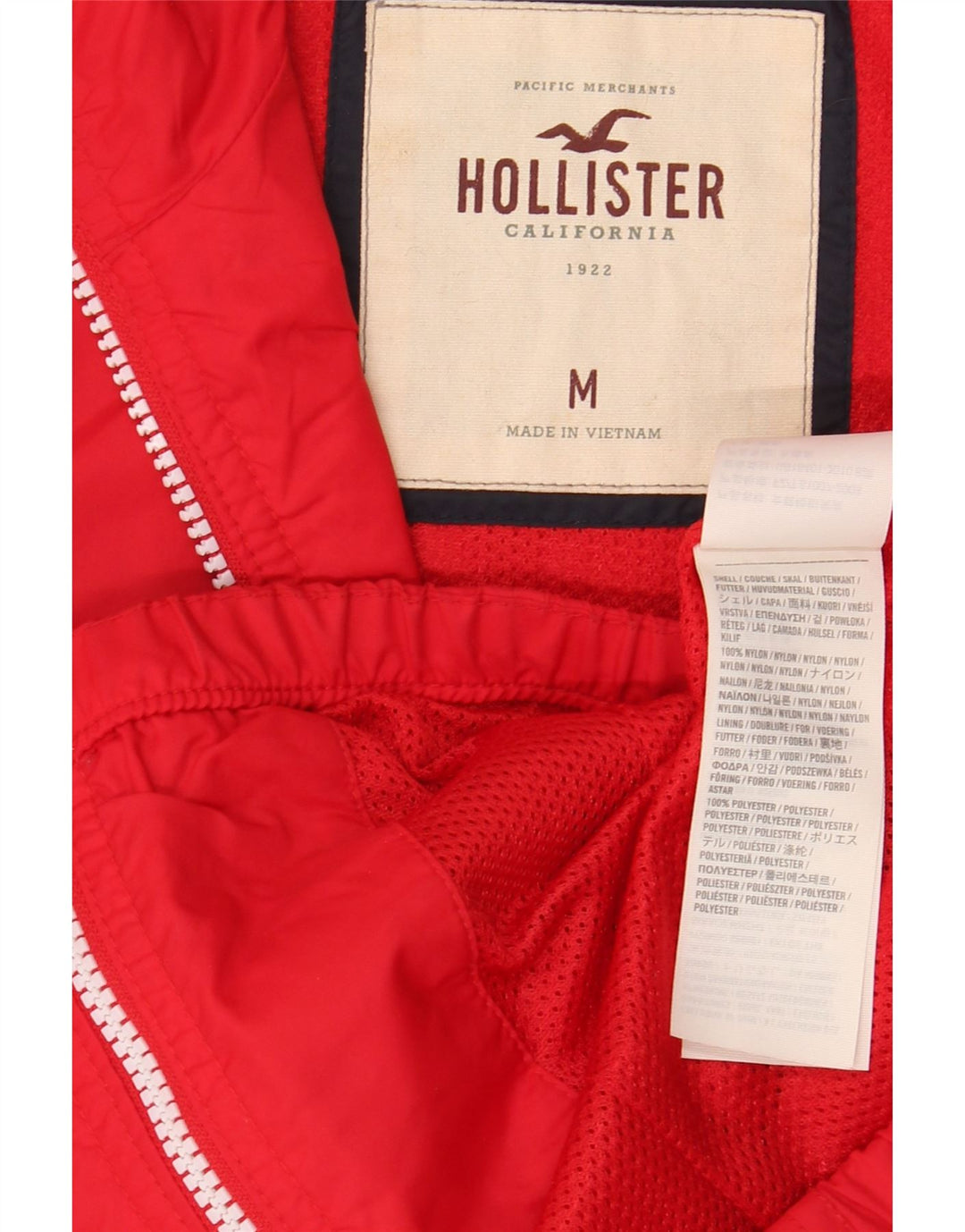 Hollister ženska kišna jakna s kapuljačom UK 12 Srednje crveni najlon