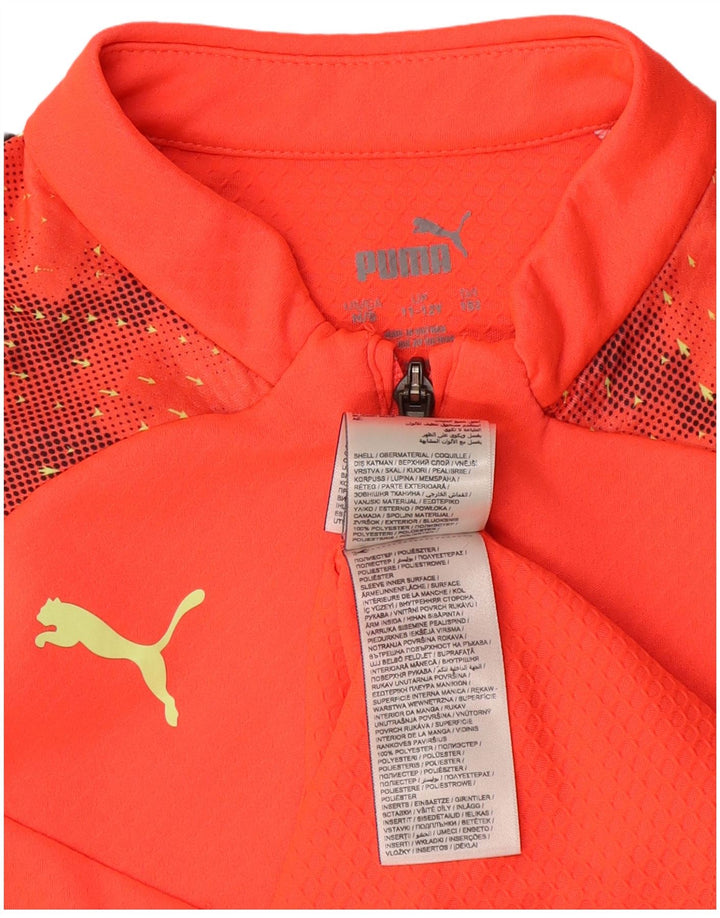 Puma Boys Graphic Pullover Trenirka Top 11-12 Years Orange Colourblock