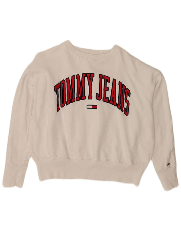 Tommy Hilfiger Ženski džemper slobodnog kroja s grafičkim motivima UK 10 Mala bijela