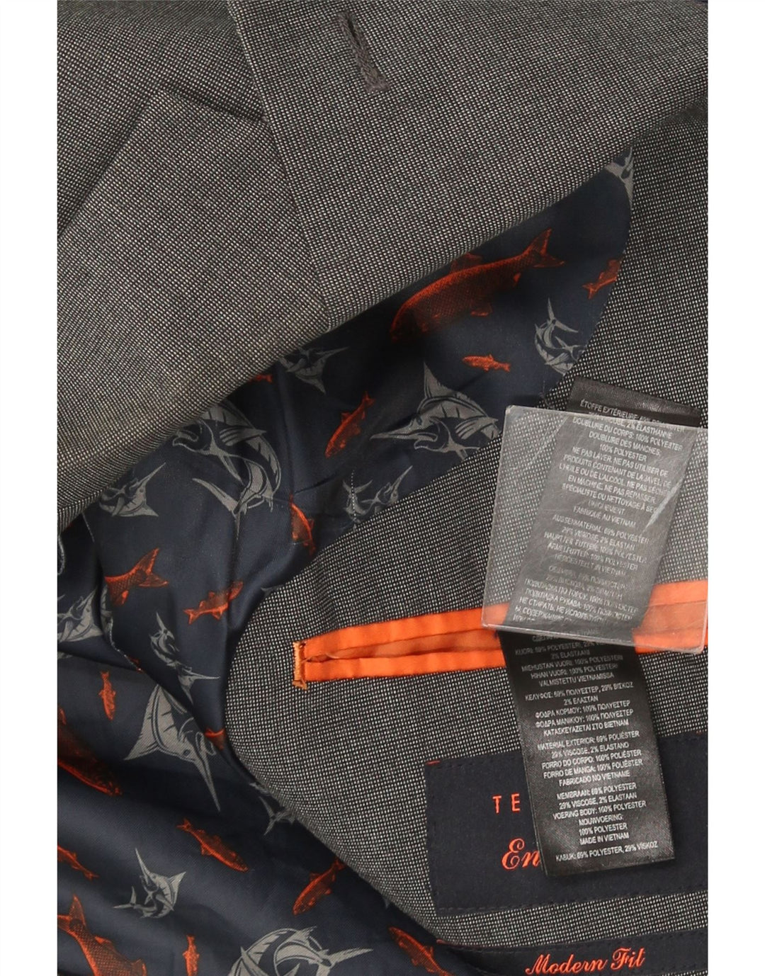 Ted Baker, muška moderna jakna sa 2 gumba US 42 XL sivi poliester