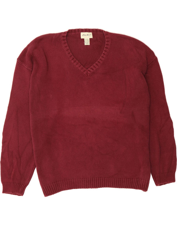EDDIE BAUER Muški pulover s V-izrezom 3XL tamnocrveni pamuk