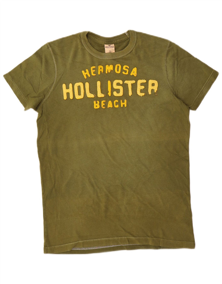 Hollister muška majica s grafičkim motivima, mali kaki pamuk