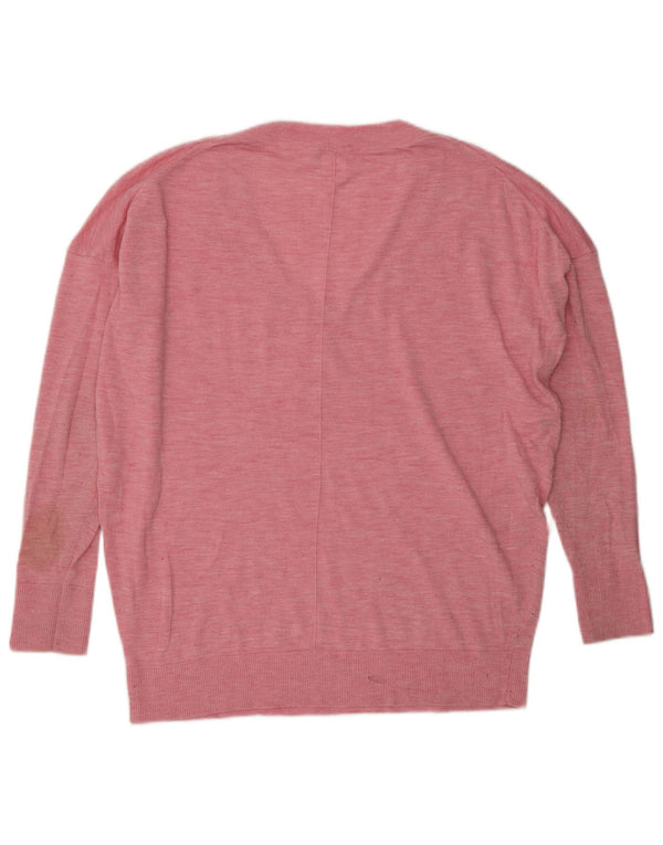 JOHN LEWIS Womens Oversized V-Neck Jumper Sweater UK 10 Small  Pink
