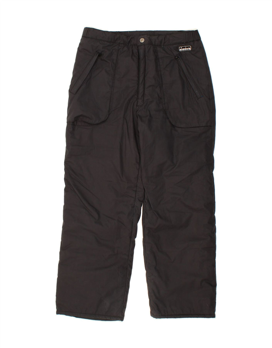 DIADORA Womens Straight Windbreaker Trousers W32 L26 Black Polyester Vintage Diadora and Second-Hand Diadora from Messina Hembry 