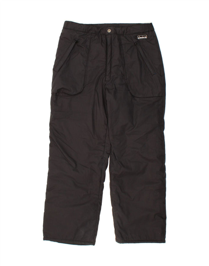 DIADORA Womens Straight Windbreaker Trousers W32 L26 Black Polyester Vintage Diadora and Second-Hand Diadora from Messina Hembry 