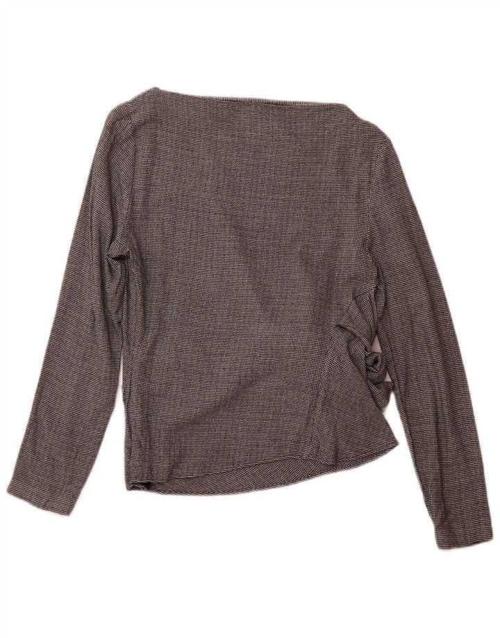 ZARA ženski gornji dio bluze dugih rukava UK 12 Srednje siva houndstooth viskoza