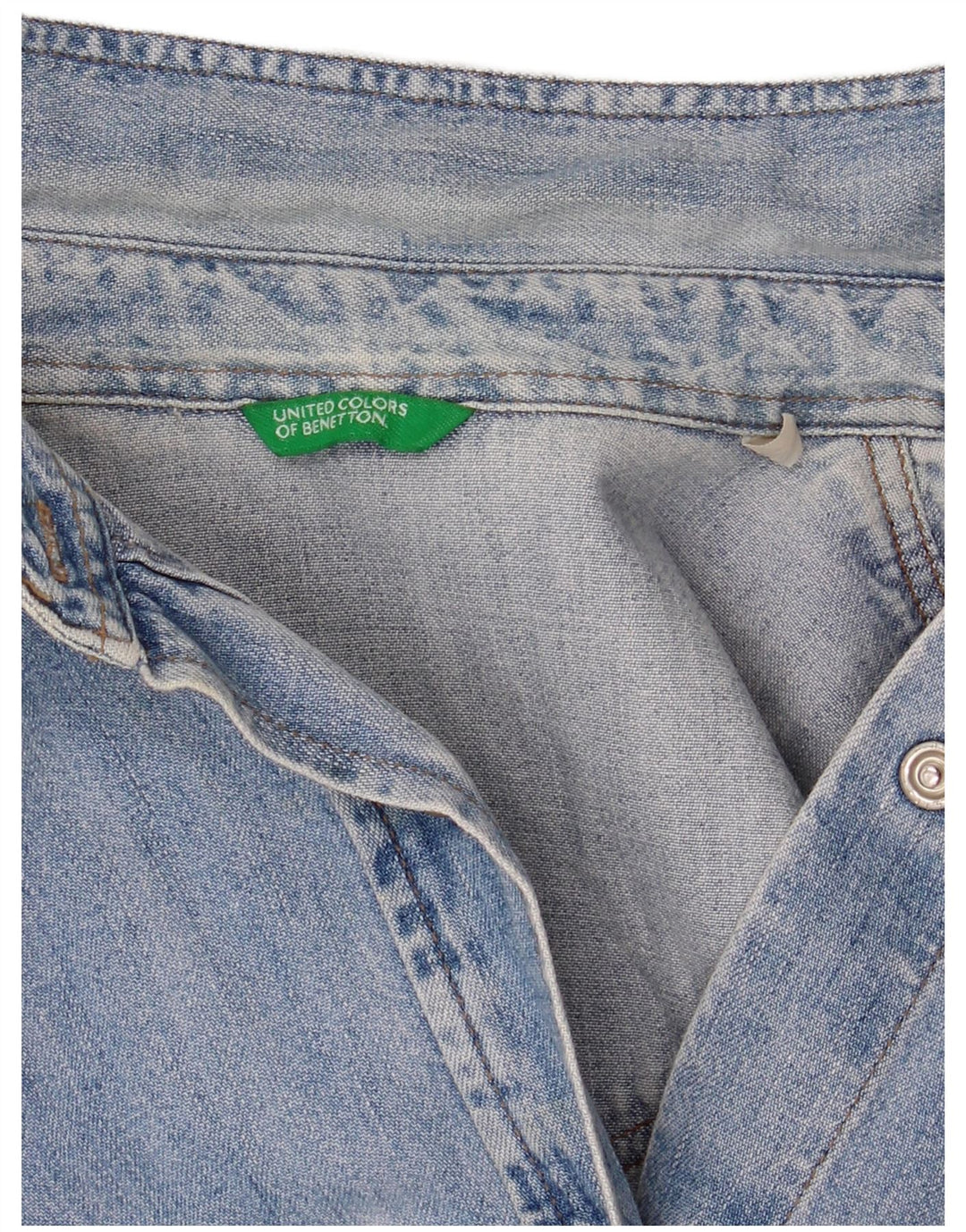 BENETTON Ženska traper košulja UK 14 Srednje plavi pamuk