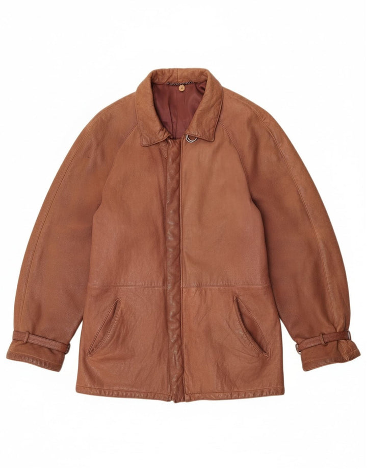 Vintage ženska kožna jakna IT 52 2XL smeđa