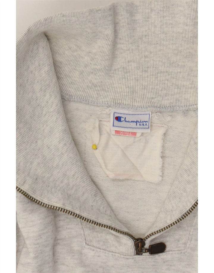 CHAMPION Mens Zip Neck Jumper Sweater Small Grey Flecked Cotton Vintage Champion and Second-Hand Champion from Messina Hembry 