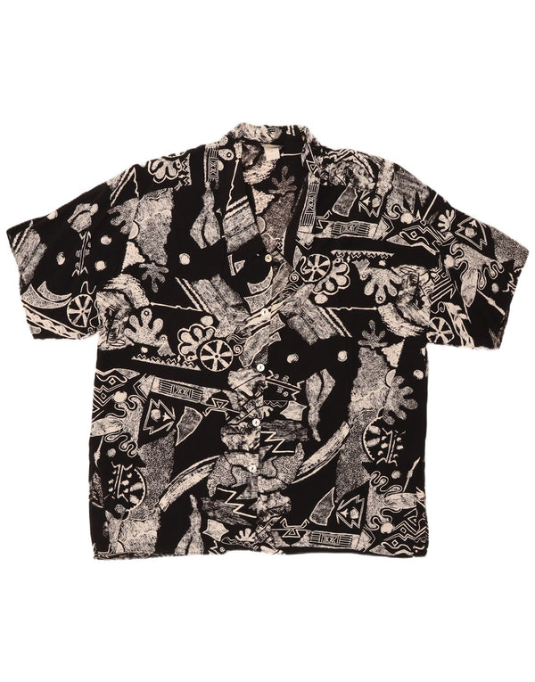 VINTAGE ženska prevelika košulja kratkih rukava IT 46 velika crna geometrijska veličina