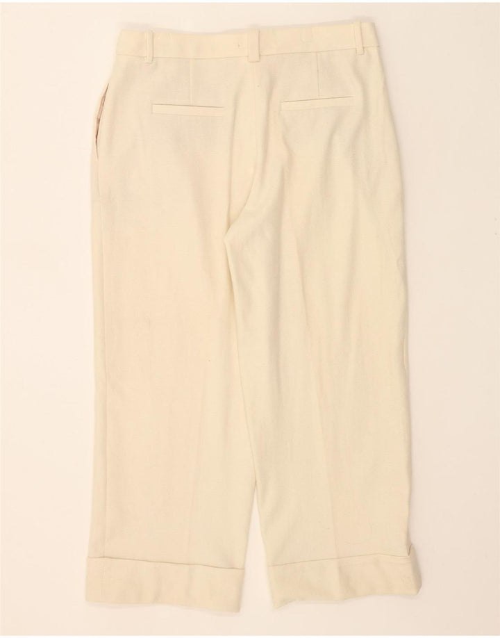 MASSIMO DUTTI Womens Pegged Cropped Trousers W37 L26 Off White Viscose Vintage Massimo Dutti and Second-Hand Massimo Dutti from Messina Hembry 