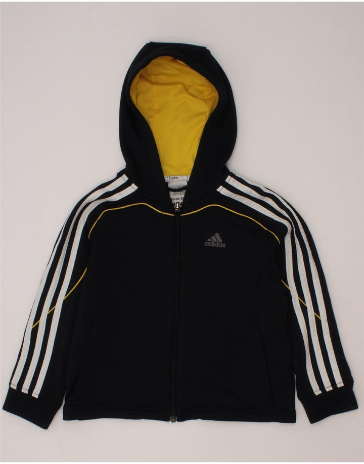 ADIDAS Boys Zip Hoodie Sweater 4-5 Years Black Vintage Adidas and Second-Hand Adidas from Messina Hembry 