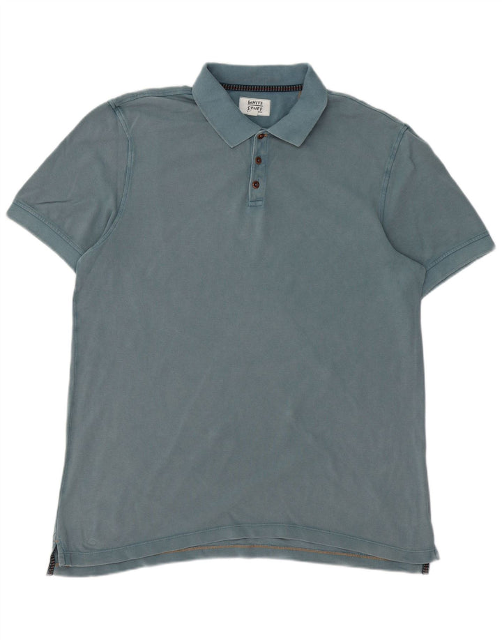 WHITE STUFF Mens Polo Shirt XL Blue Cotton