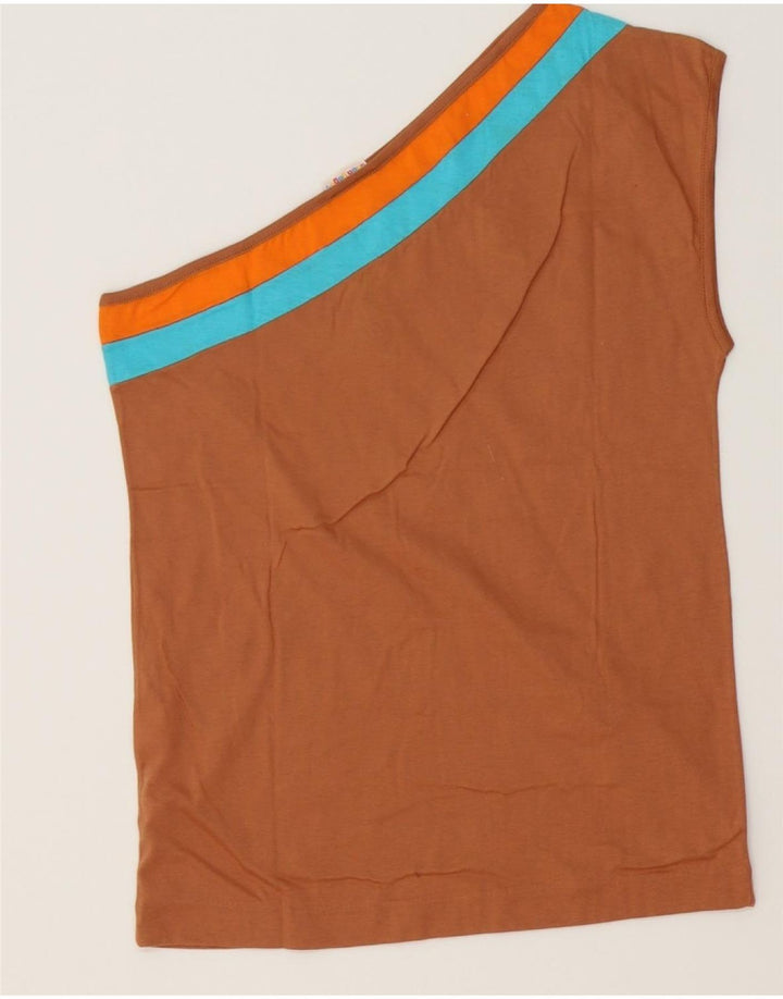 VINTAGE Womens One Shoulder Top IT 42 Medium Brown Cotton Vintage Vintage and Second-Hand Vintage from Messina Hembry 