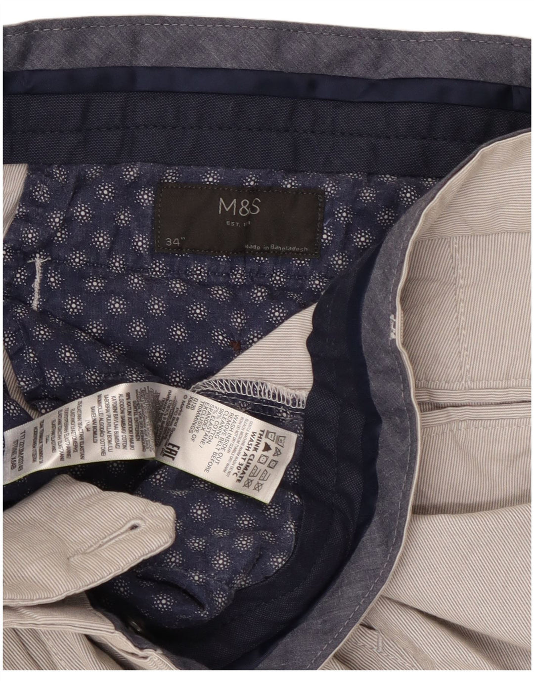 Marks & Spencer muške chino kratke hlače W34 veliki sivi pamuk