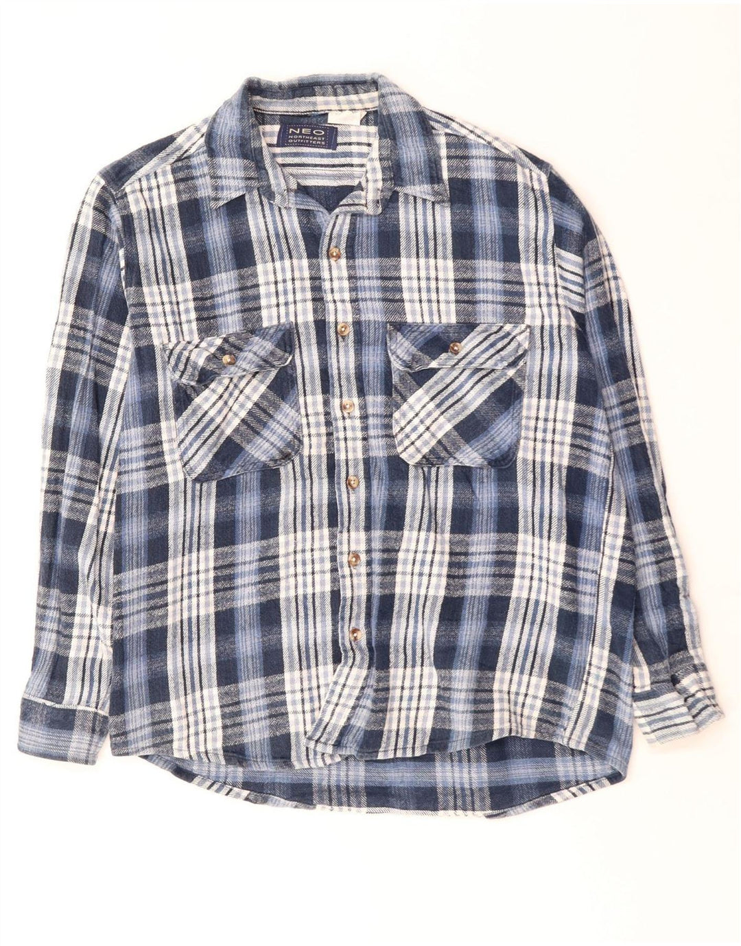 VINTAGE muška flanelska košulja, veliki plavi karirani pamuk