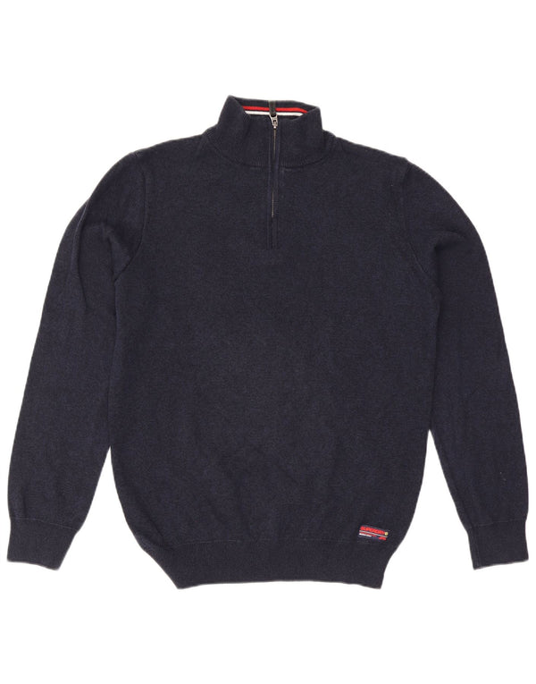 Superdry muški džemper s izrezom i velikim tamnoplavim pamukom