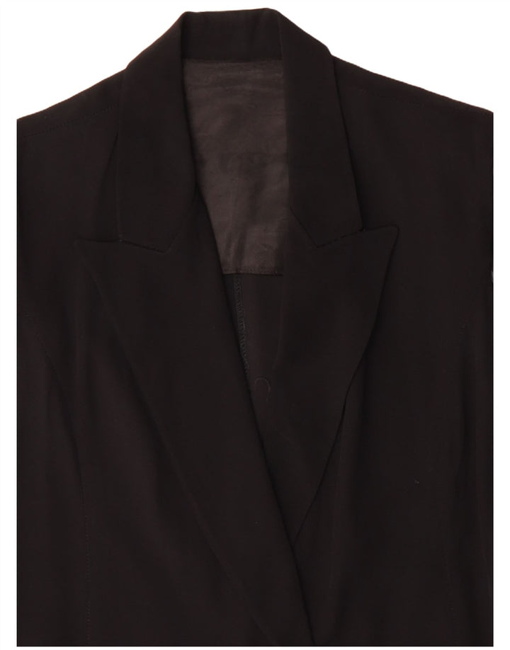 Vintage ženski sako kratkih rukava s 1 gumbom IT 48 XL crni acetat