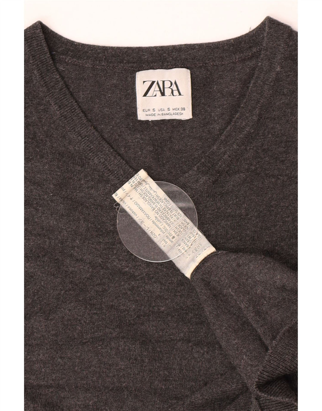 Zara muški pulover s V-izrezom mali sivi od viskoze