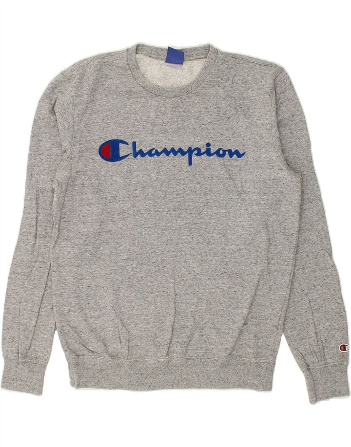 CHAMPION Mens Graphic Sweatshirt Jumper Small Grey Flecked Cotton Vintage Champion and Second-Hand Champion from Messina Hembry 